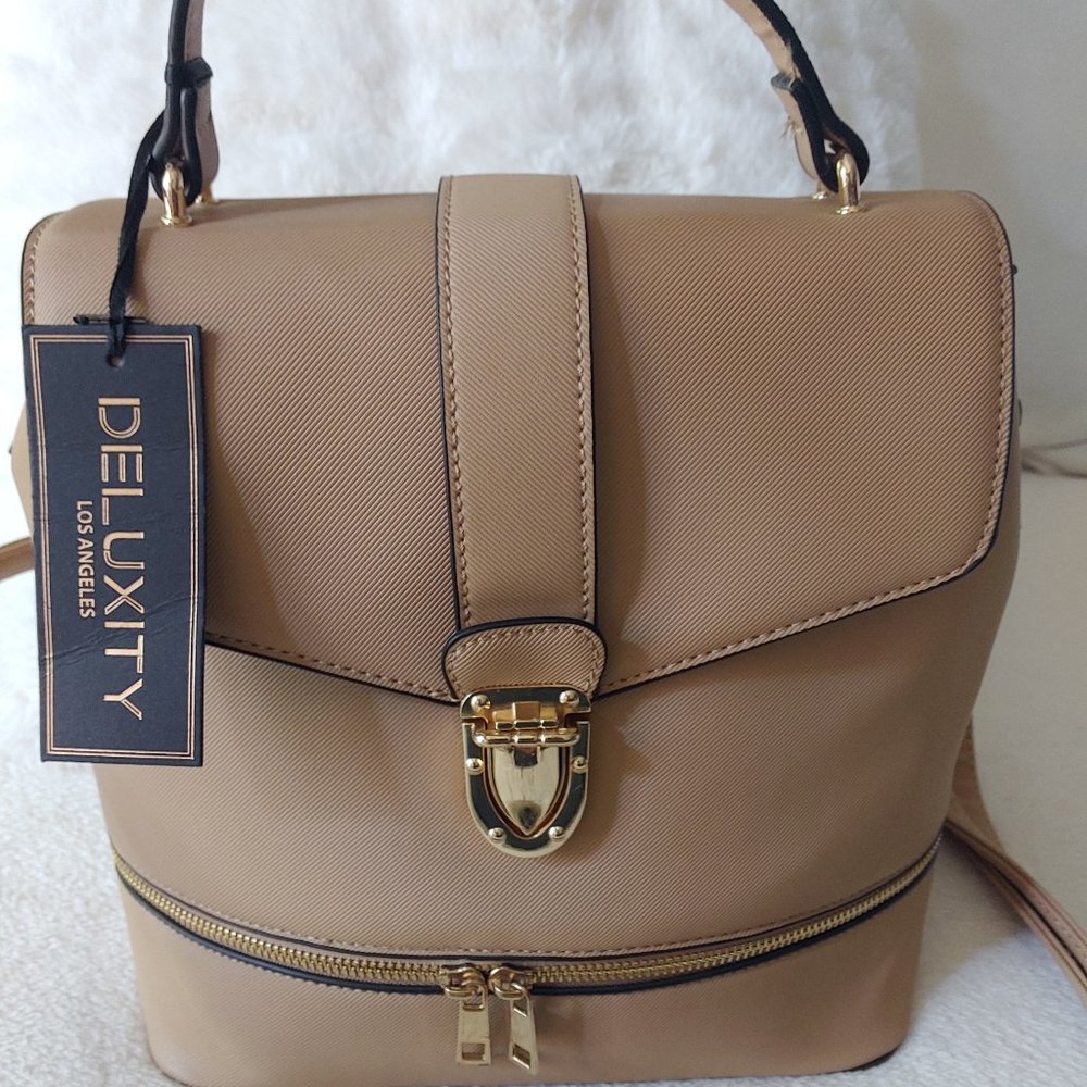 NWT Convertible BackPack Purse Satchel Handbag Shoulder Bag Beige